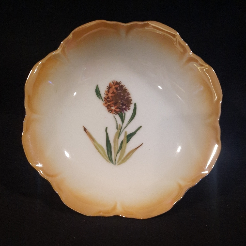 Floral Scalloped Edge Bon Bon Bowl Trinket Dish ~ 5.5"